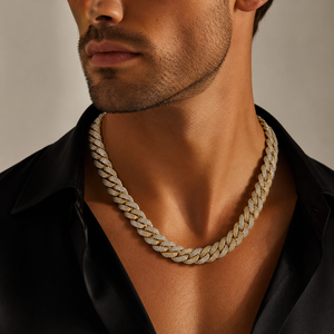 18ct Yellow Gold Diamond Cuban Link <b>Necklace</b> for Men Luxury High Polish <b>Statement</b> Chain for Wedding Party Daily Wear Gift - Product Image 5