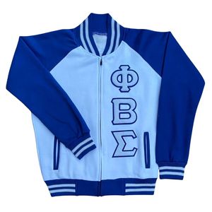 Phi Beta Sigma <b>White</b> Varsity Fleece <b>Jacket</b> for <b>Men</b> Comfortable Fit Premium Fabric Greek Fraternity Apparel Casual Outerwear - Product Image 2