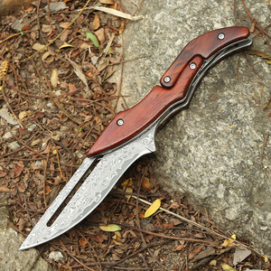 Navaja Plegable Utilitaria con Hoja de Acero de 20.8cm, Punta de Gota, Perilla de Pulgar, Mango de Madera, Diseño Artístico, Grosor de 0.5mm, Longitud Total de 6.7in - Product Image 5