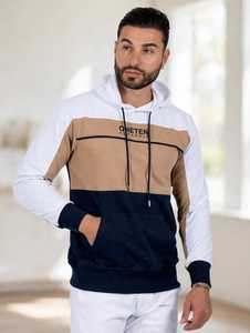 ONETEN APPARELS Sudadera con Capucha de Punto para Hombre, Talla Grande, Diseño Color Block, Otoño - Product Image 1