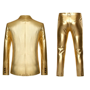 Traje de Hombre Personalizado para Club Nocturno, Traje de 2 Piezas, Chaqueta y Pantalones Brillantes en Dorado, Ropa Masculina de Moda, Trajes para Discoteca - Product Image 2