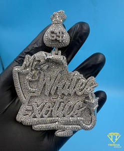 จี้รูปถุงเงินแบบ Iced Out สลักอักษรตามสั่ง สร้อยคอฮิปฮอป เพชรโมอิสซาไนต์ สร้อยหรูหรา ของขวัญเครื่องประดับสุดหรู - Product Image 2