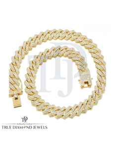 Chaîne cubaine Hip Hop haut de gamme en argent 925 avec options Moissanite ou diamant de laboratoire, et diamant de laboratoire en or 10K 14K – Bijoux haut de gamme - Product Image 3