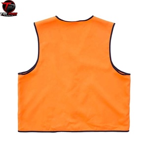 Gilet de sécurité orange vif pour homme, col en V, fermeture éclair intégrale, haute visibilité, pour la chasse, la pêche, gilet utilitaire léger sans manches - Product Image 3