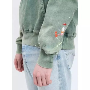 Sudadera con capucha para hombre de invierno Vintage personalizada 100% algodón 400 GSM peso pesado desgastado negro lavado con ácido suministro ODM tamaño XS - Product Image 4