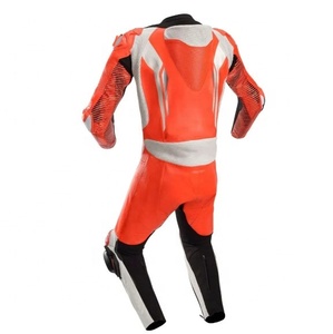 Combinaison de course moto pour homme à manches longues, orange, noir, blanc, couleurs contrastées, respirante, toutes saisons - Product Image 6