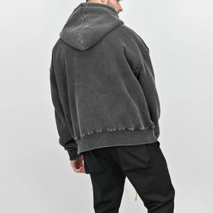 Sudadera con capucha y cremallera, estilo vintage, personalizada con impresión DTG, de tela gruesa, lavada y desgastada. - Product Image 5