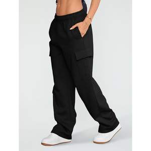 2025 femmes Cargo pantalons de survêtement jambe large polaire doublé Y2K Joggers avec poches taille moyenne XL taille pour l'automne hiver - Product Image 2