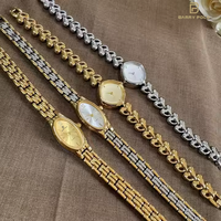 Nouvelle Montre à Quartz Minimaliste pour Femme, Plaquée Or, Rétro Mode avec Bracelet, Cadeau d'Amour, Luxe Unique, Cadran à Aiguilles Nobles