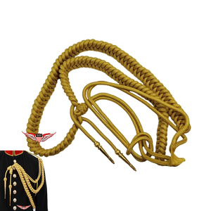Aiguillette de parade tressée dorée allemande en Mylar pour robe, cordon d'épaule allemand doré - Product Image 5
