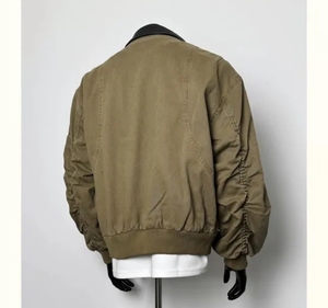 Blouson Bomber Homme Personnalisé Vert Olive Vintage, Veste de Travail Décontractée Zippée avec Poignets Côtelés – Vente en Gros - Product Image 3