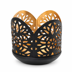 <b>Brass</b> Cylinder Candle Holder With Floral Cutouts Home Decoration Durable Metal <b>Lantern</b> - Product Image 6
