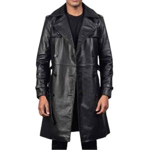 Abrigo de Cuero Negro Premium para el Invierno, Diseño Elegante, Comodidad Superior y Estilo Moderno para Hombres, Ropa para Clima Frío - Product Image 1