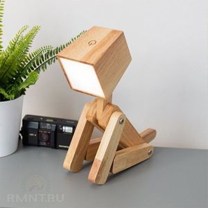 Wooden <b>Rechargeable</b> <b>Led</b> Desk Lamp Touch Control Battery Powered 2700K Warm White <b>Light</b> Minimalist Design Square Shade - Product Image 1