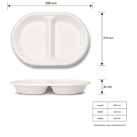 Boîte à lunch compartimentée en bagasse 70oz, biodégradable, micro-ondable, plateau de service jetable pour gâteaux, salades et plats à emporter