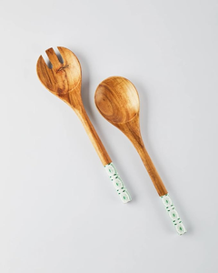 FAIZA CRAFT Ensemble de 2 Cuillères à Salade en Bois avec Poignées à Motif Marbre Blanc, Cuillère et Fourchette de Service en Bois d'Acacia, Lavables au Lave-Vaisselle - Product Image 6