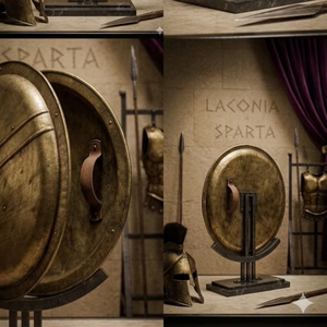 Escudo Espartano Antiguo, Hoplón Griego Medieval, Aspis 300, Acabado en Latón, Listo para Batalla, para Decoración y Cosplay - Product Image 3