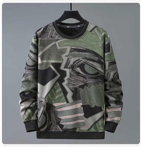 Sweat-shirt à col rond pour homme, coupe classique, en polyester tricoté, pull décontracté, style automne, imprimé visage abstrait - Product Image 3