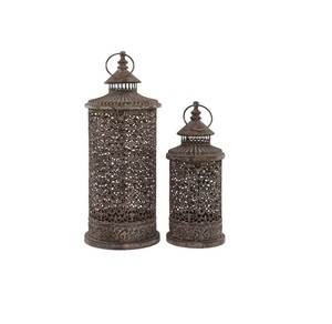 American Design New Portable <b>Set</b> of 2 Pcs Metal Candle <b>Lantern</b> Gray Color Finished Metal <b>Lantern</b> Home Decor & Christmas - Product Image 1