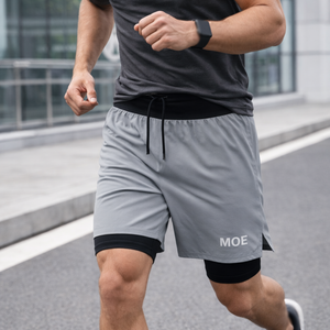 Pantalones Cortos de Compresión de Doble Capa para Hombre, de Secado Rápido, para Entrenamiento en el Gimnasio, con Cordón y Cintura Elástica, Proveedor Directo de Fábrica - Product Image 5