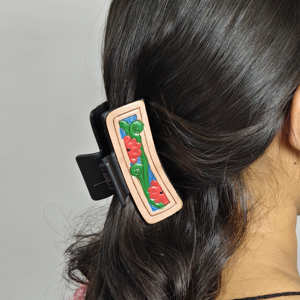 Nueva Llegada, Pinzas para el Cabello de Cuero Grabadas a Mano con Estilo Occidental, Accesorios para el Cabello de Cuero para Mujer - Product Image 3