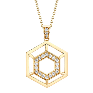 Collar con Colgante Hexagonal, Chapado en Oro de 18K, Diamante, Cadena Minimalista, Joyería Unisex - Product Image 3