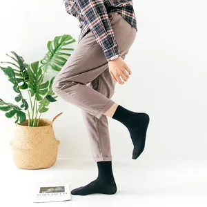 Men's Solid Color Ankle <b>Socks</b> 100% Cotton Breathable Knitted Regular Style Spring Daily Wear <b>Black</b> - Product Image 1
