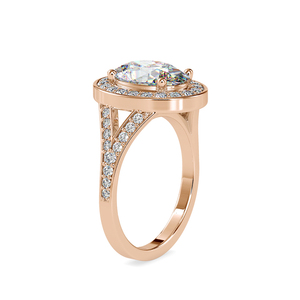 Elegante Anillo de Compromiso y Boda para Mujer con Halo Ovalado de Plata S925 y Moissanita - Product Image 2