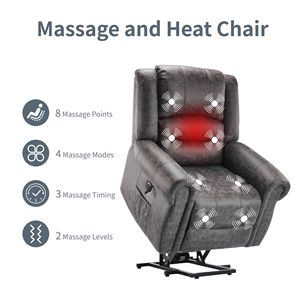 Poltrona Elettrica Reclinabile con 8 Punti di Massaggio e Funzione Riscaldante per Anziani, Rivestimento in Tessuto Tecnico - Product Image 5