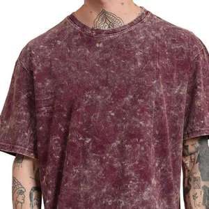 Camiseta de Algodón Lavado Estilo Vintage al por Mayor, con Impresión Personalizada de Logotipo, para Hombre, Estilo Urbano, Talla Grande, Fabricante - Product Image 1