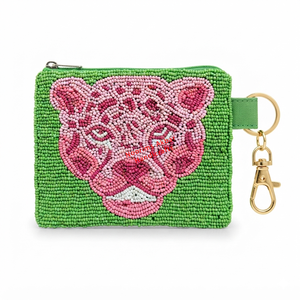 Whimsical mint bike beaded coin <b>purse</b>, zipper pouch, wrist strap, seed beads, floral detail, <b>small</b> clutch, spring gift supplier - Product Image 4