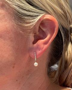 Pendientes de Oro de 14K con Diamante Cultivado en Laboratorio y Perla, Joyería Fina Elegante, Regalo para Mujer, para Fiestas y Eventos - Product Image 6