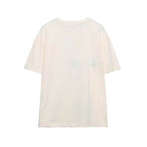 Camiseta de Algodón Crema para Mujer con Estampado de Rostro Abstracto, Cuello Redondo, Corte Holgado, Manga Corta, Estilo Casual de Primavera/Verano - Product Image 2