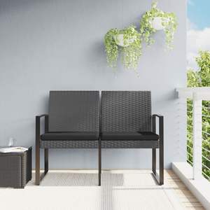 Banc de jardin 2 places en polypropylène gris foncé avec effet rotin - Product Image 1