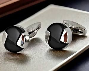 Boutons de manchette personnalisés de luxe pour hommes |   Boutons de manchette en acier inoxydable et argent sterling 925 |   Bijoux de manchette pour chemise de mariage en gros - Product Image 1