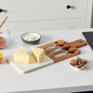 Double Sided Eco-friendly Cheese Board Set Wood and Resin Cutting Serving Board with <b>Knives</b> Dishwasher <b>Safe</b> for Kitchen Party - Product Image 1