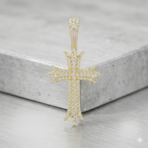 Pendentif personnalisé pour enfants, tendance Hip Hop, en argent 925 plaqué rhodium, avec moissanite, motif croix de Jésus, pour fêtes religieuses chrétiennes - Product Image 1