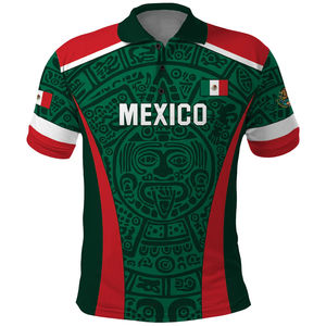 Polo pour homme à manches courtes, imprimé aigle vert, rouge et blanc, pour la fête de l'Indépendance du Mexique, tenue décontractée, 16 septembre - Product Image 2