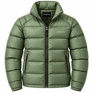 Veste matelassée pour homme avec logo personnalisé |   Doudoune matelassée légère à col montant |   Veste isolante coupe-vent pour l'hiver - Product Image 4