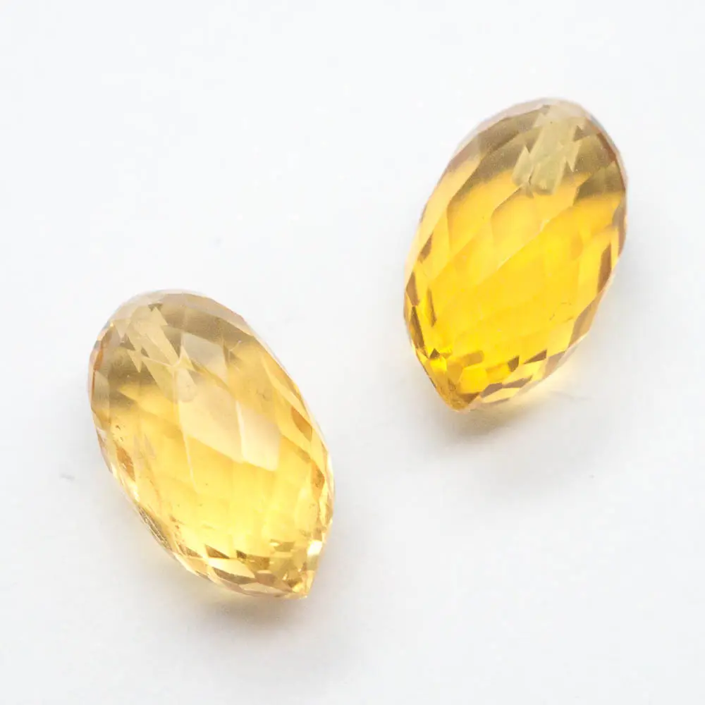 Toptan kristal tedarikçisi sarı sitrin kuvars Jewelry gözyaşı zeytin Briolette boncuk takı ayarı için
