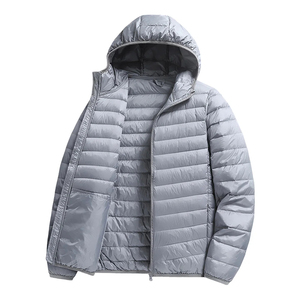 Chaqueta acolchada ligera con capucha para hombre, cortavientos, con cierre de cremallera, abrigo informal, cálido, para invierno. - Product Image 3