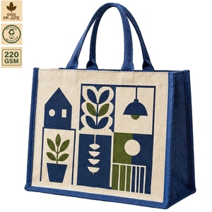 Sac de courses en toile de coton laminée imprimé sur mesure, sac de courses en jute, 31x27x16cm, réutilisable, sac de supermarché, vente en gros, fabricant OEM - Product Image 1