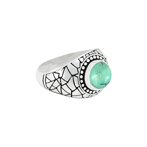 Anillo de Plata 925 Hecho a Mano al por Mayor con Turquesa, Diseño Agrietado, Estilo Antiguo, Joyería de Declaración para Motociclistas - Product Image 3