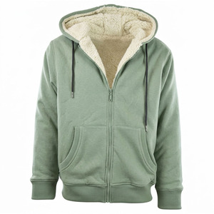 Sweat-shirt à capuche zippé blanc uni pour homme, coupe oversize, avec poche kangourou et cordon de serrage, décontracté, écologique, respirant, en coton 300g - Product Image 1