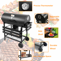 Barbecue robuste type baril, fumoir à charbon de bois en forme de fût, avec fumoir décalé