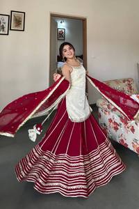 Ensemble Lehenga Choli Rose et Vert Moderne pour Femme, avec Dupatta, Tenue Traditionnelle Indienne Brodé pour Mariage et Fêtes, Ghagra Hiver – Vente en Gros - Product Image 2
