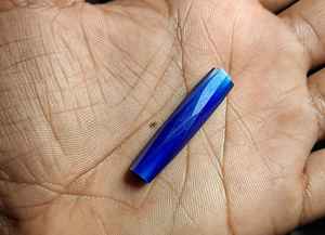 Perles en verre facettées russes faites à la main Conifer, tube de perles en verre taillé Asscher, taille personnalisée, bleu cobalt, style antique artisanal - Product Image 2