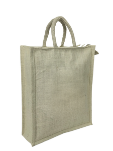 <b>White</b> Jute Shopping <b>Tote</b> <b>Bag</b> with Rope Handles and Zipper Closure Reusable Eco-Friendly Grocery <b>Bag</b> - Product Image 2