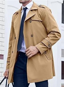 Manteau long pour homme, trench-coat surdimensionné, longueur au sol, vêtement d'extérieur chaud pour l'hiver, trench-coat uni, tricoté, coupe-vent, en laine, respirant - Product Image 3