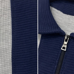 Chemise décontractée respirante pour homme à manches courtes en polyester tricoté coupe classique imprimé numérique bleu gris - Product Image 5